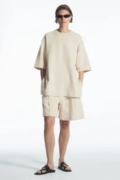 Clearance COS OVERSIZED MID-WEIGHT T-SHIRT ECRU