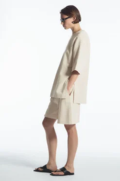 Clearance COS OVERSIZED MID-WEIGHT T-SHIRT ECRU
