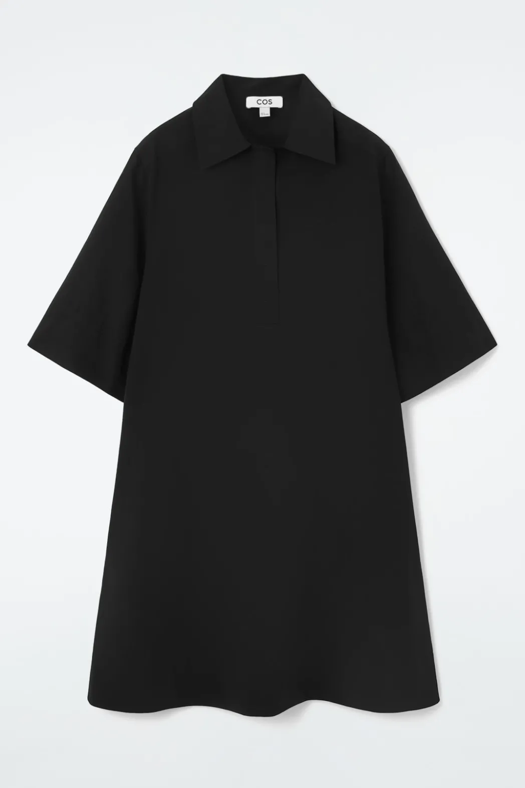 Clearance COS OVERSIZED OPEN-COLLAR SHIRT DRESS BLACK