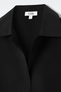 Clearance COS OVERSIZED OPEN-COLLAR SHIRT DRESS BLACK