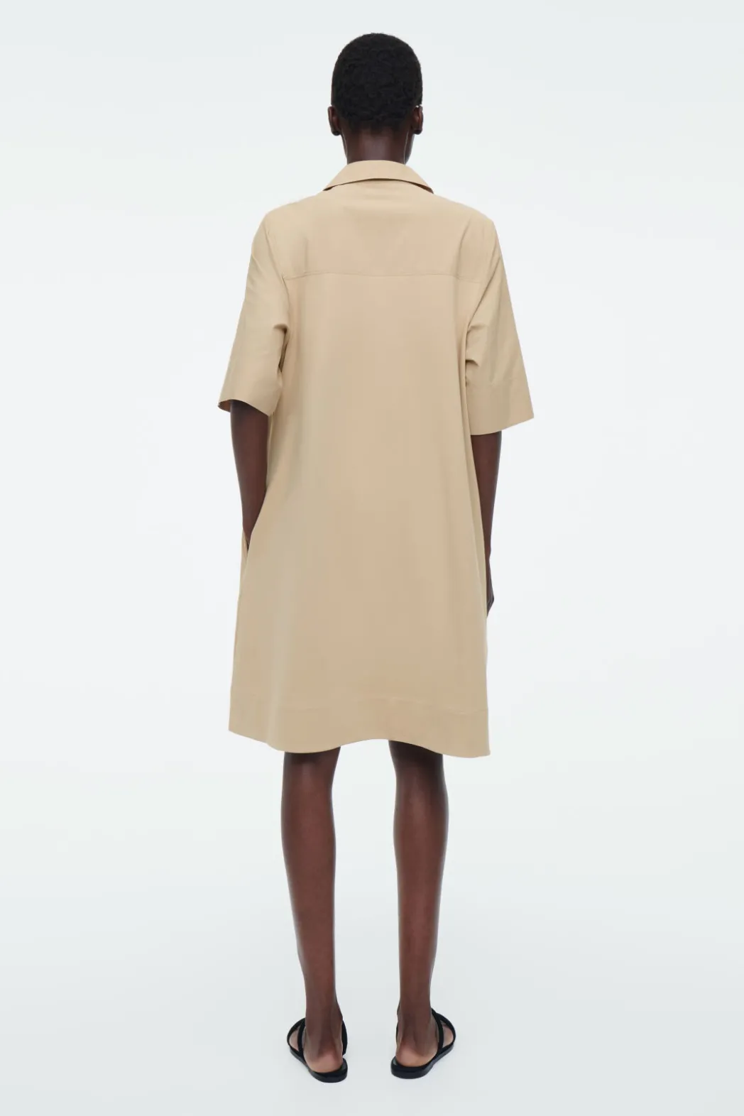 Best COS OVERSIZED OPEN-COLLAR SHIRT DRESS BEIGE