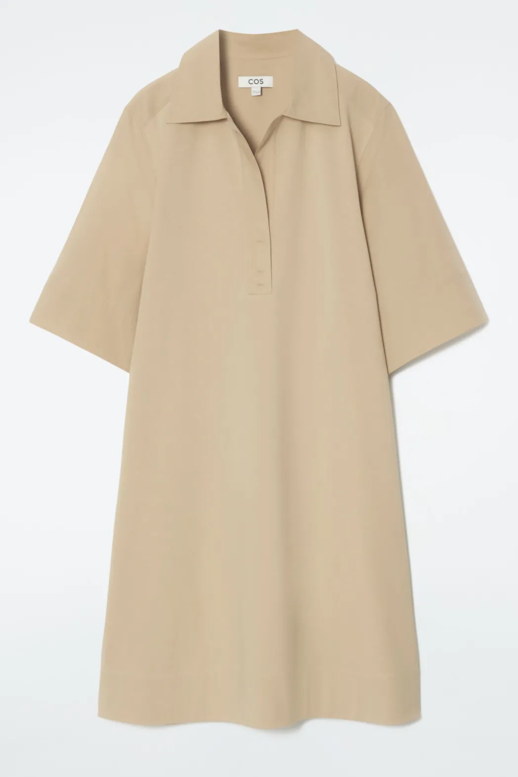 Best COS OVERSIZED OPEN-COLLAR SHIRT DRESS BEIGE