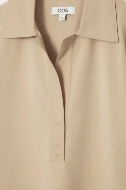 Best COS OVERSIZED OPEN-COLLAR SHIRT DRESS BEIGE