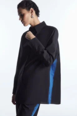 Best COS OVERSIZED PAINTED WOOL SHIRT NAVY / BRIGHT BLUE