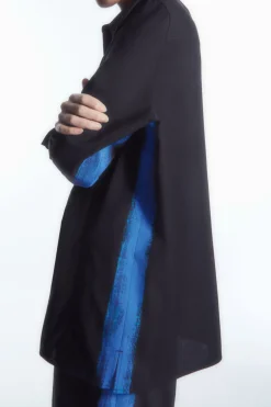 Best COS OVERSIZED PAINTED WOOL SHIRT NAVY / BRIGHT BLUE