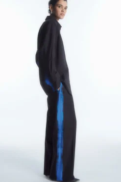 Best COS OVERSIZED PAINTED WOOL SHIRT NAVY / BRIGHT BLUE