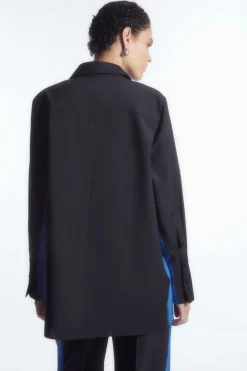Best COS OVERSIZED PAINTED WOOL SHIRT NAVY / BRIGHT BLUE