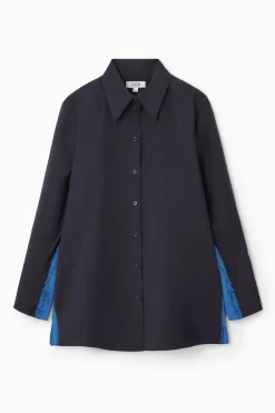 Best COS OVERSIZED PAINTED WOOL SHIRT NAVY / BRIGHT BLUE