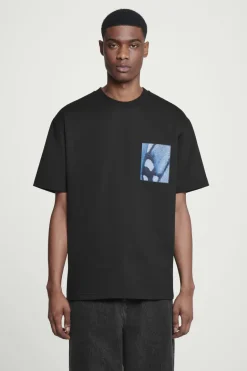 Best COS OVERSIZED PRINTED T-SHIRT BLACK / BLUE