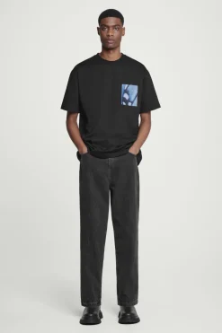 Best COS OVERSIZED PRINTED T-SHIRT BLACK / BLUE
