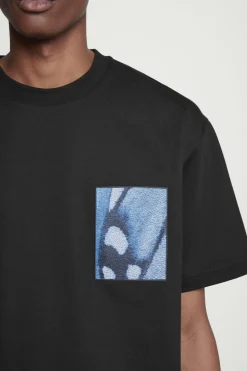 Best COS OVERSIZED PRINTED T-SHIRT BLACK / BLUE