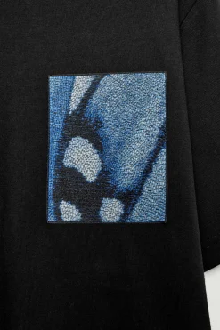 Best COS OVERSIZED PRINTED T-SHIRT BLACK / BLUE