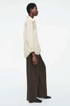 Discount COS OVERSIZED PURE SILK SHIRT OFF-WHITE