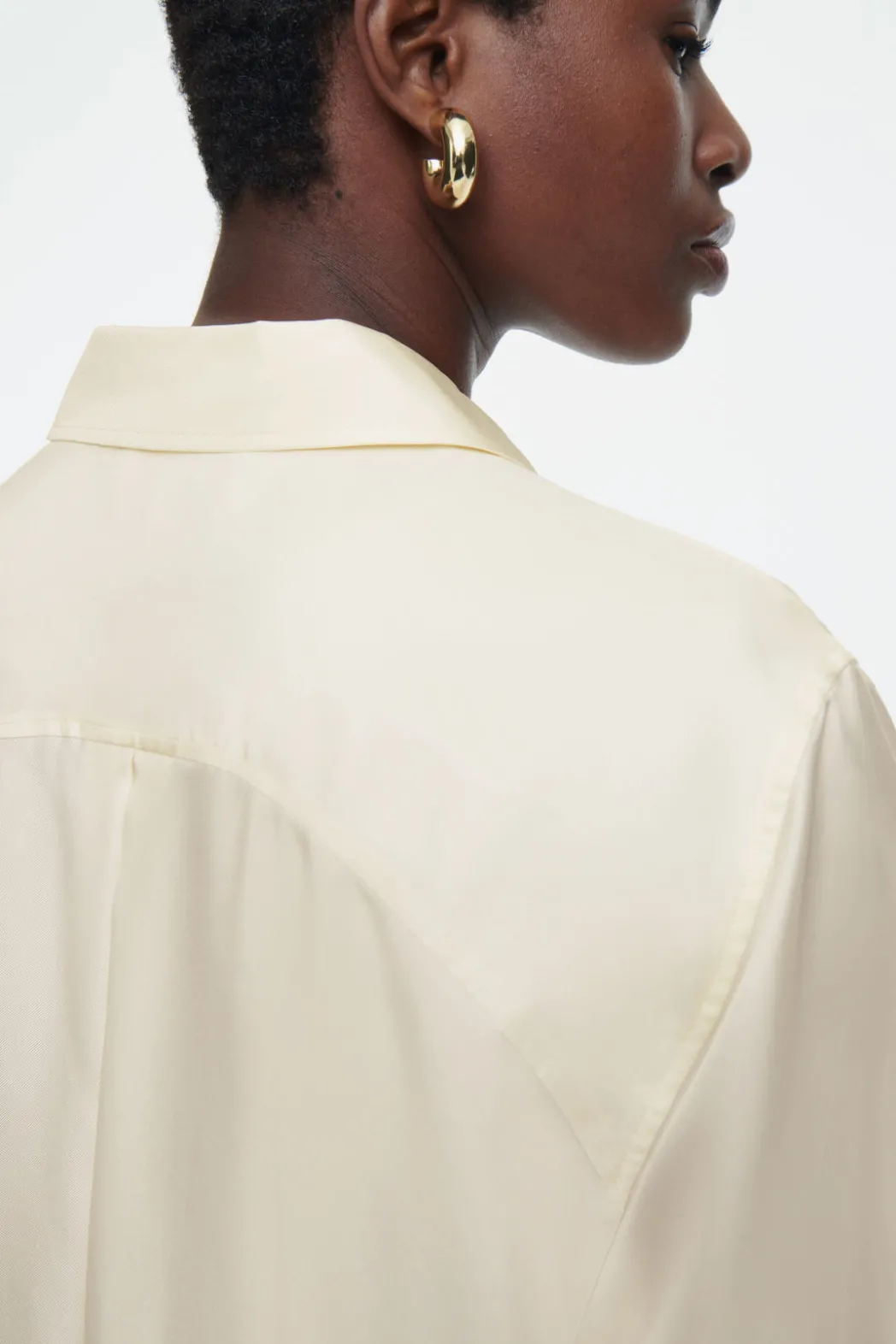 Discount COS OVERSIZED PURE SILK SHIRT OFF-WHITE
