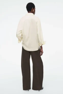 Discount COS OVERSIZED PURE SILK SHIRT OFF-WHITE