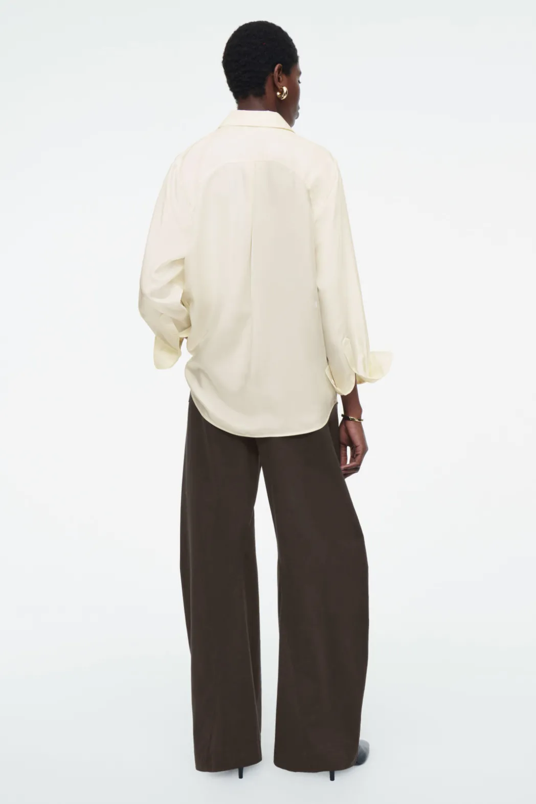 Discount COS OVERSIZED PURE SILK SHIRT OFF-WHITE