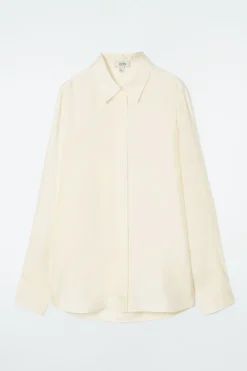 Discount COS OVERSIZED PURE SILK SHIRT OFF-WHITE