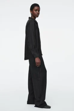 Best COS OVERSIZED PURE SILK SHIRT BLACK