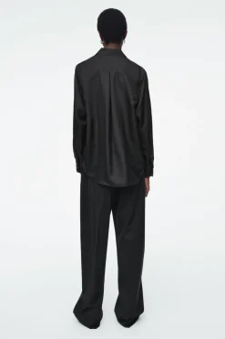 Best COS OVERSIZED PURE SILK SHIRT BLACK
