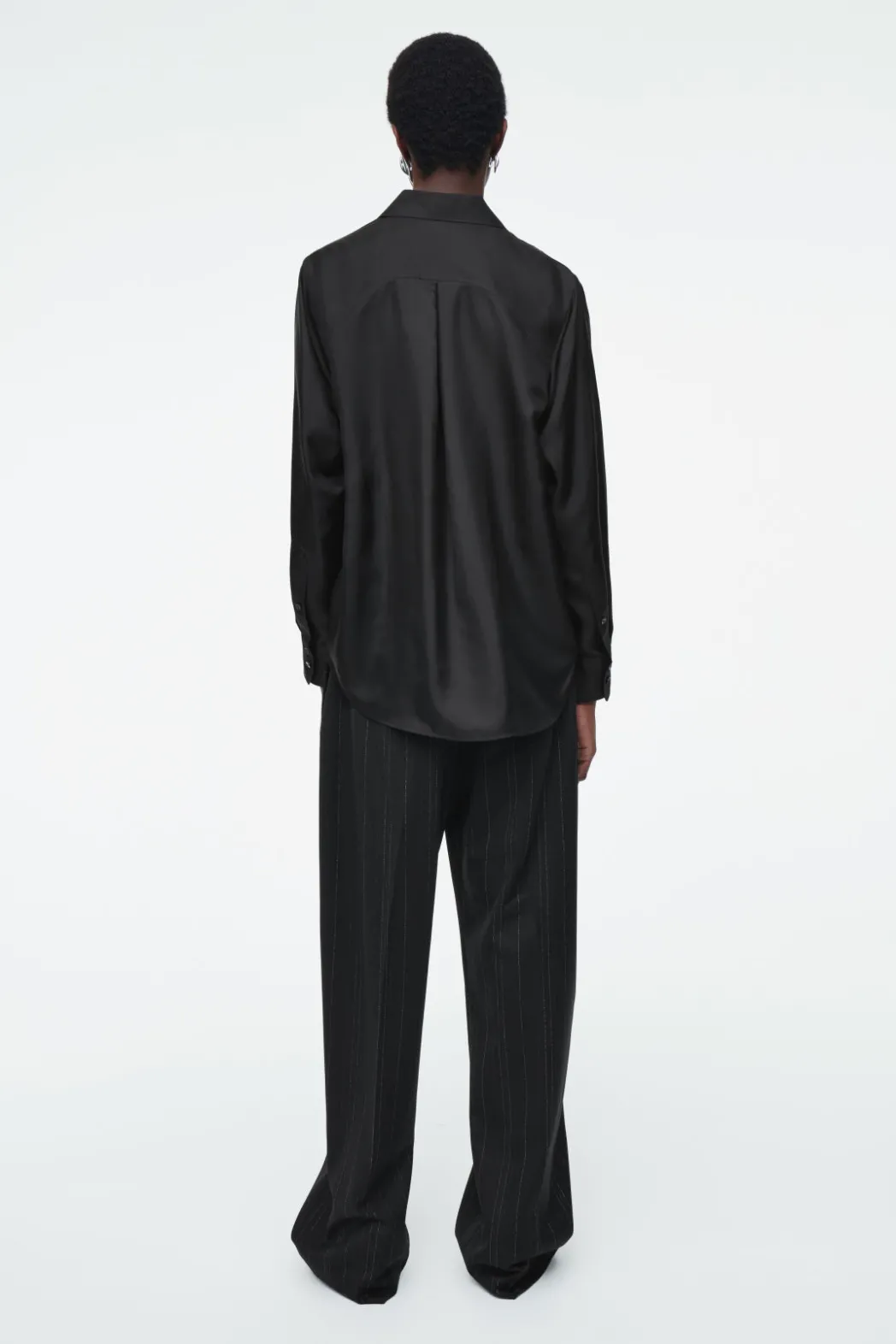 Best COS OVERSIZED PURE SILK SHIRT BLACK