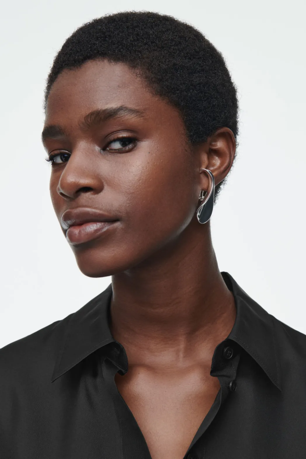 Best COS OVERSIZED PURE SILK SHIRT BLACK