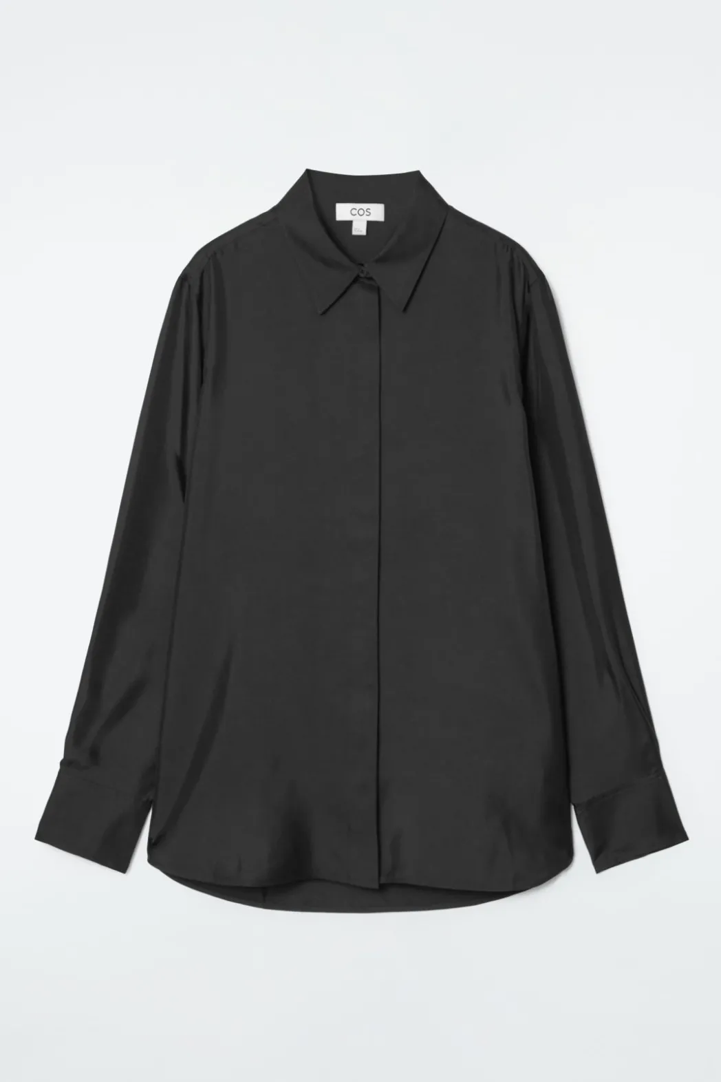 Best COS OVERSIZED PURE SILK SHIRT BLACK