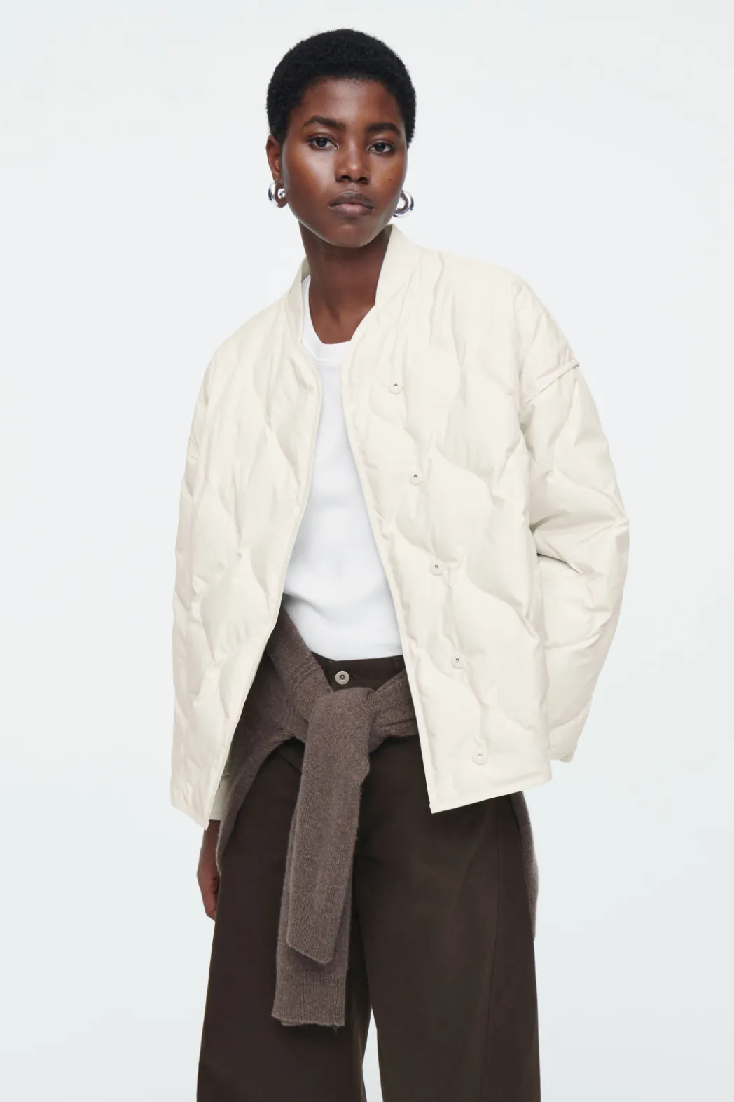 Clearance COS OVERSIZED QUILTED JACKET OFF-WHITE