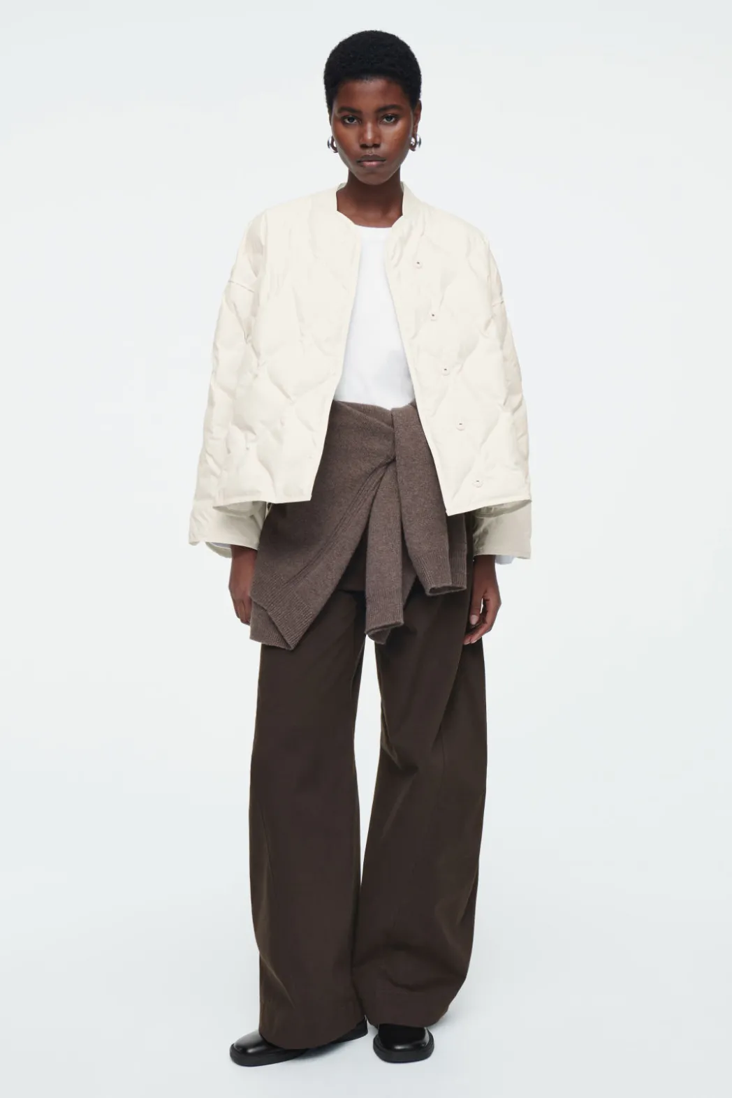 Clearance COS OVERSIZED QUILTED JACKET OFF-WHITE