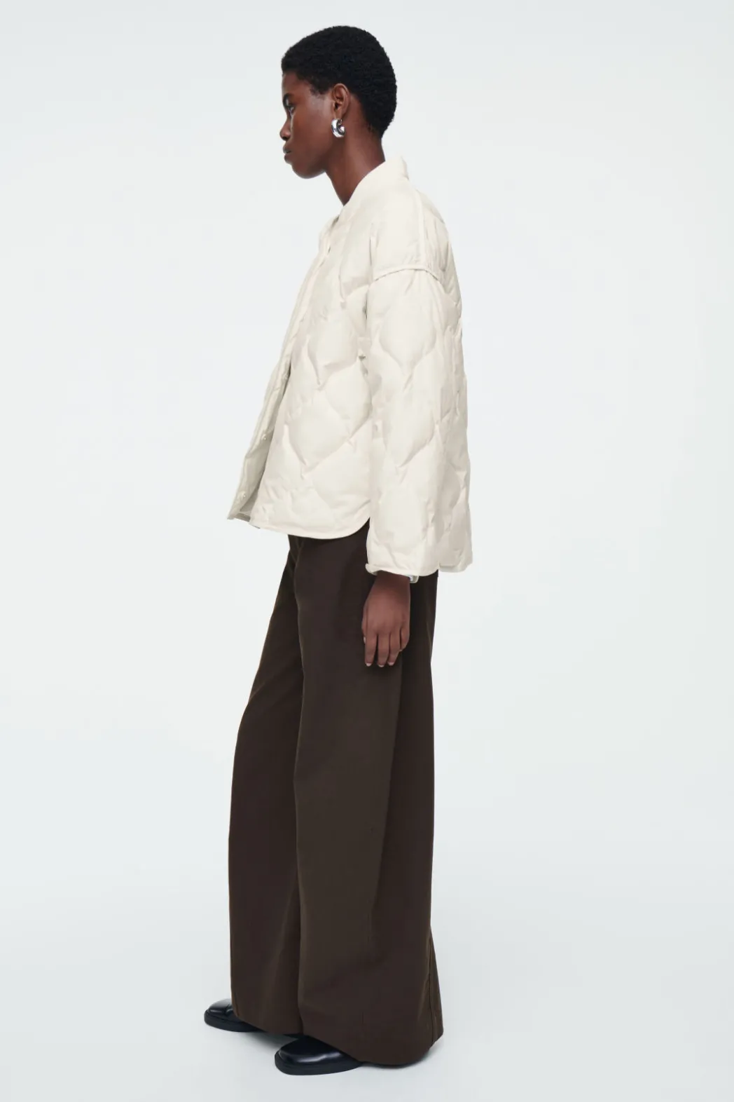 Clearance COS OVERSIZED QUILTED JACKET OFF-WHITE