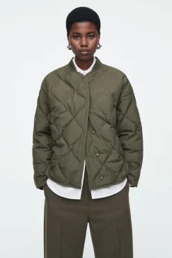Clearance COS OVERSIZED QUILTED JACKET DARK KHAKI