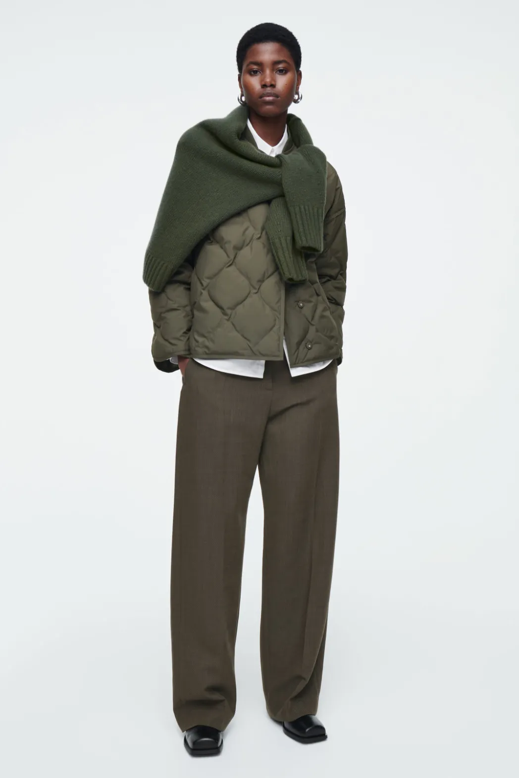 Clearance COS OVERSIZED QUILTED JACKET DARK KHAKI
