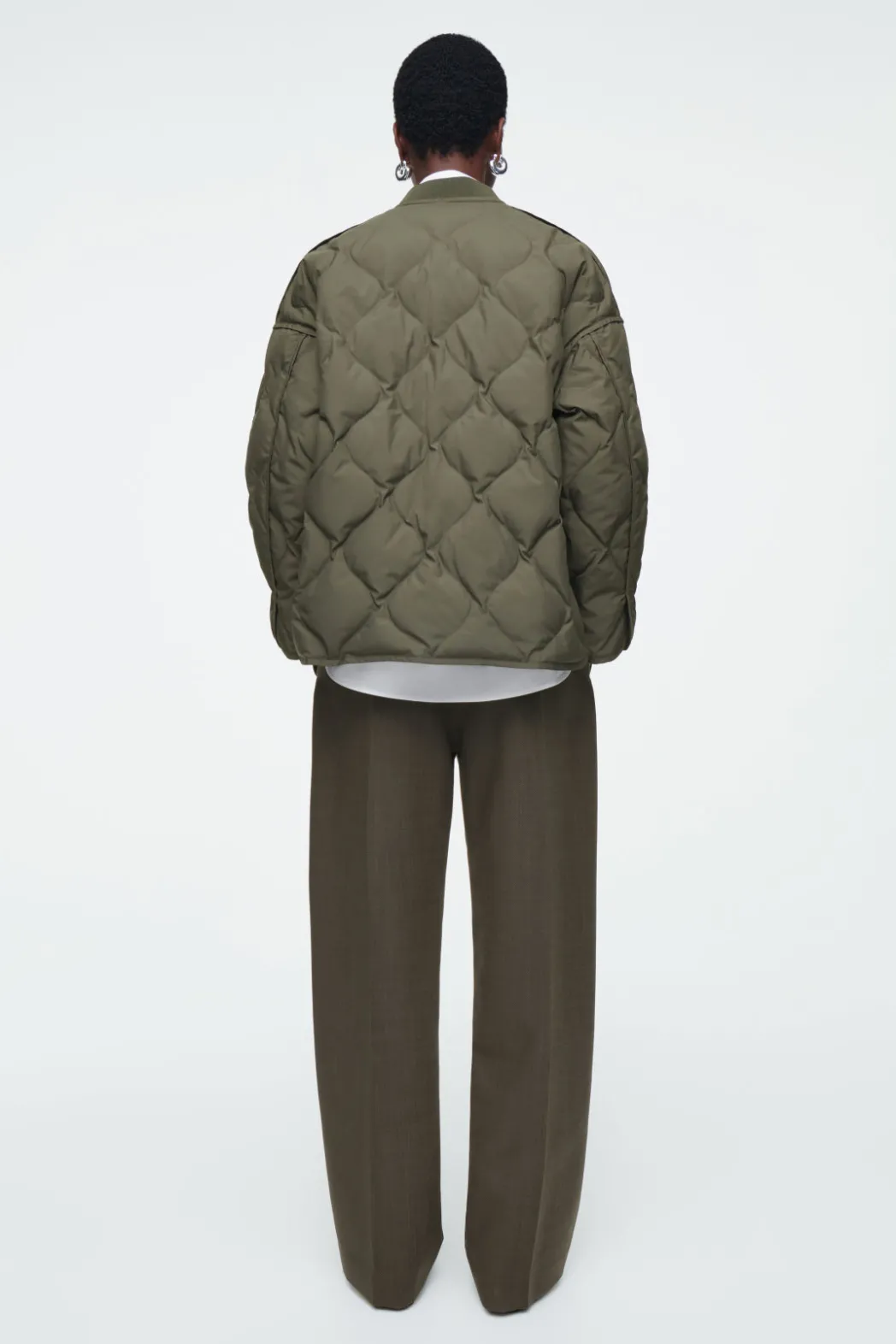 Clearance COS OVERSIZED QUILTED JACKET DARK KHAKI