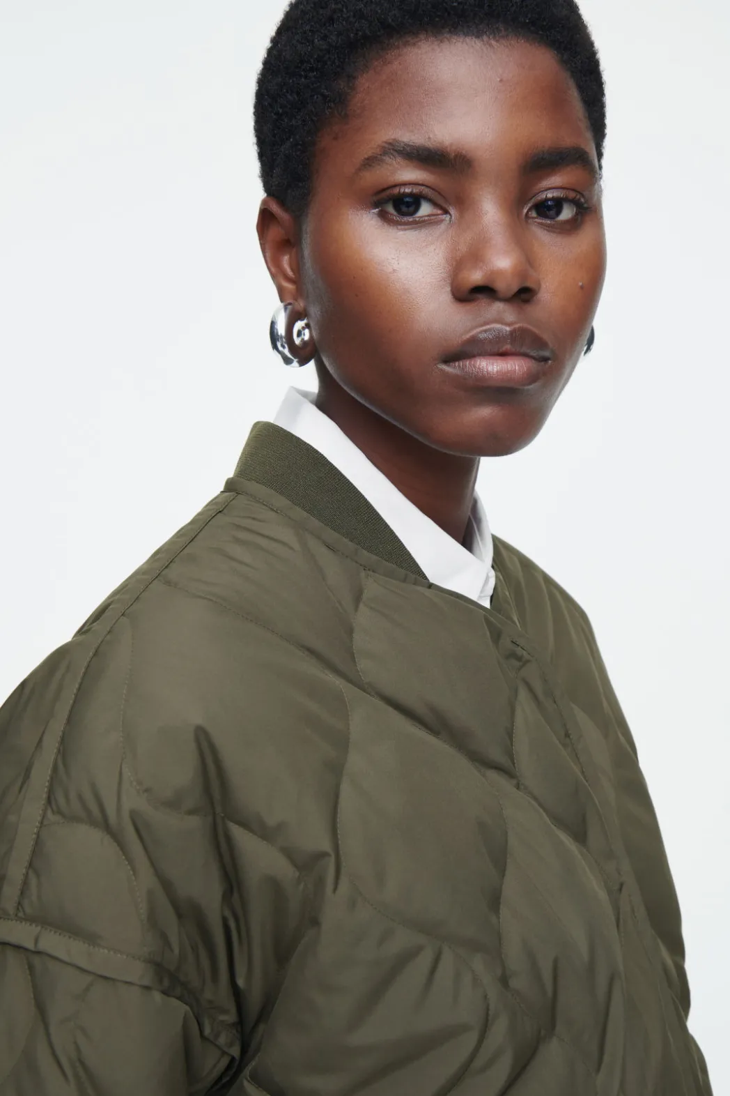 Clearance COS OVERSIZED QUILTED JACKET DARK KHAKI