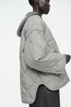 Clearance COS OVERSIZED QUILTED JACKET SAGE GREEN