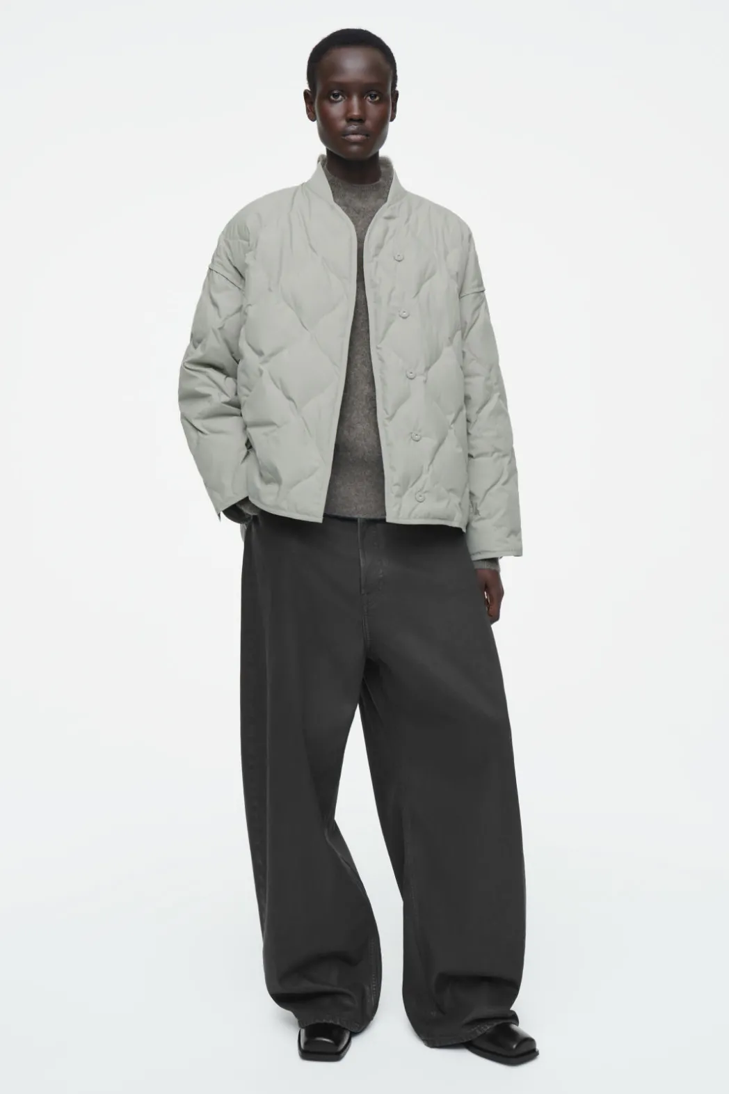 Clearance COS OVERSIZED QUILTED JACKET SAGE GREEN