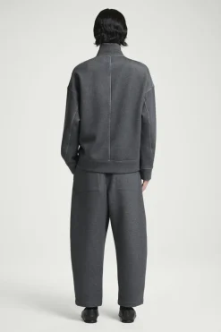 Outlet COS OVERSIZED SCUBA-JERSEY HALF-ZIP SWEATSHIRT GRAY