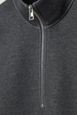 Outlet COS OVERSIZED SCUBA-JERSEY HALF-ZIP SWEATSHIRT GRAY