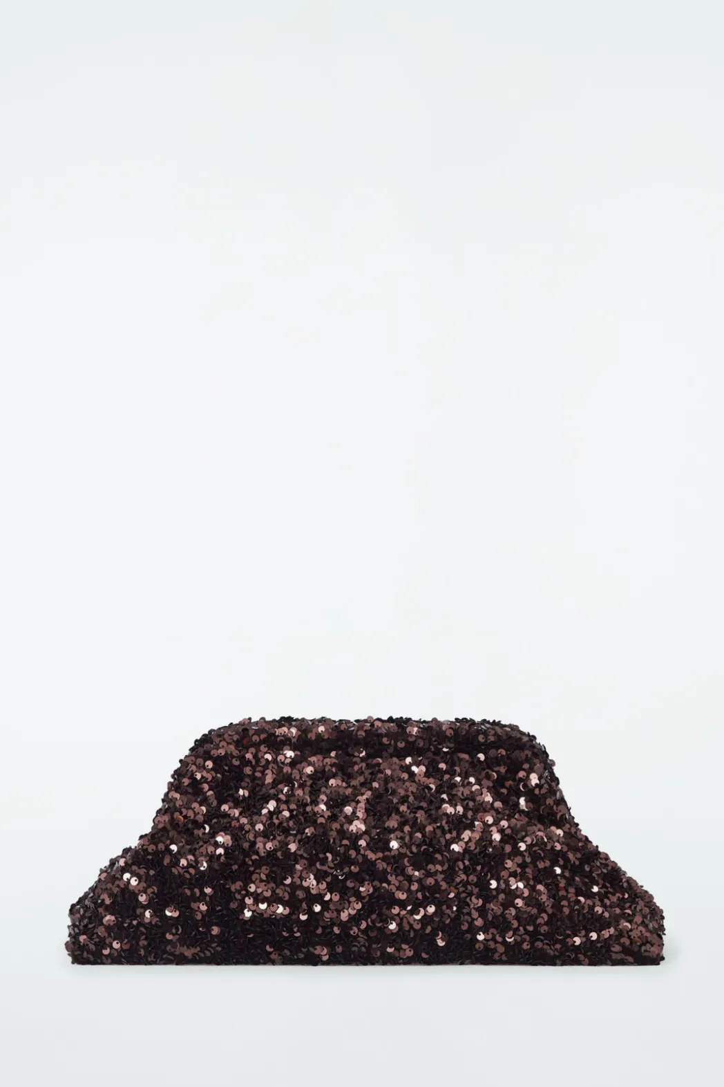 New COS OVERSIZED SEQUINED FRAMED CLUTCH CHOCOLATE