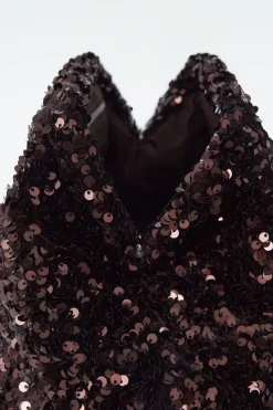 New COS OVERSIZED SEQUINED FRAMED CLUTCH CHOCOLATE