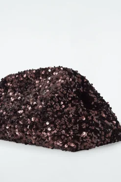 New COS OVERSIZED SEQUINED FRAMED CLUTCH CHOCOLATE