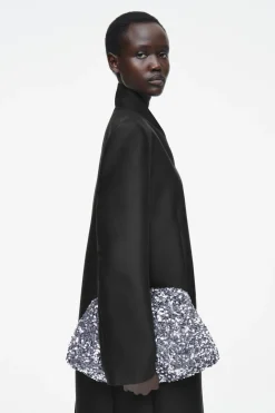 Online COS OVERSIZED SEQUINED FRAMED CLUTCH SILVER