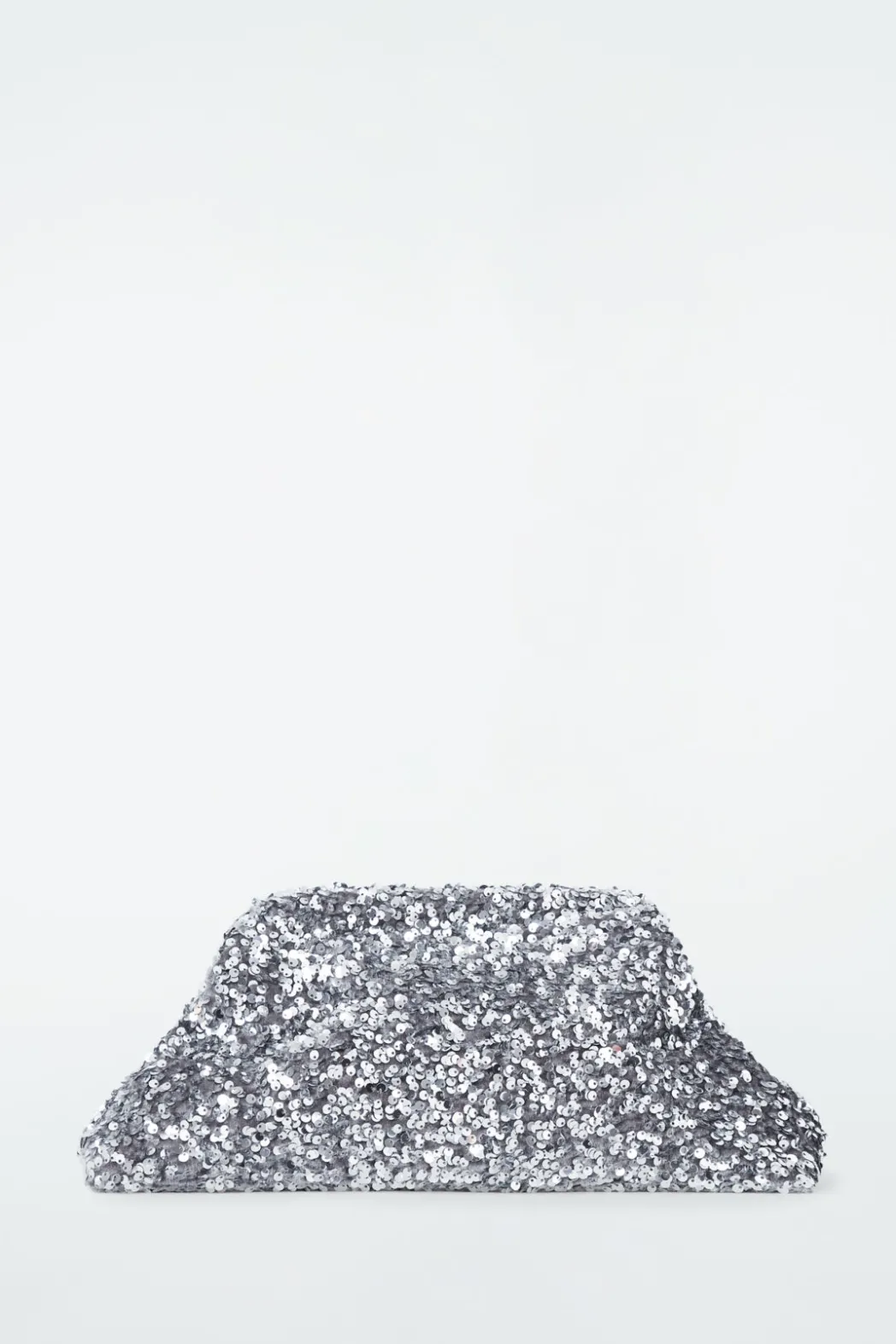 Online COS OVERSIZED SEQUINED FRAMED CLUTCH SILVER