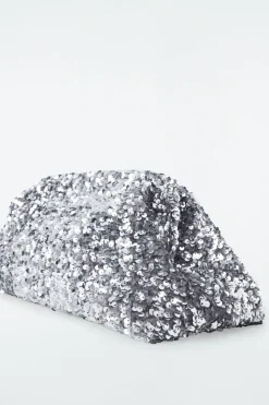 Online COS OVERSIZED SEQUINED FRAMED CLUTCH SILVER