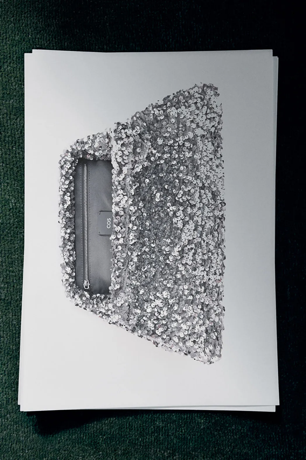 Online COS OVERSIZED SEQUINED FRAMED CLUTCH SILVER
