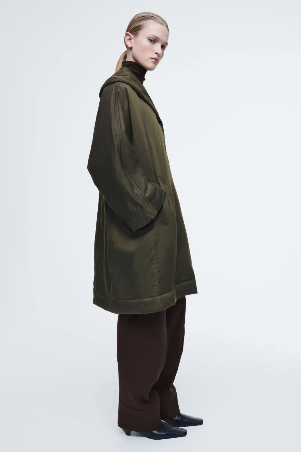 Best COS OVERSIZED SHAWL-COLLAR PADDED COAT KHAKI