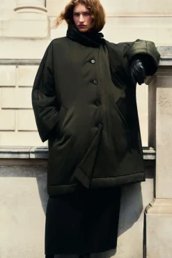 Best COS OVERSIZED SHAWL-COLLAR PADDED COAT KHAKI
