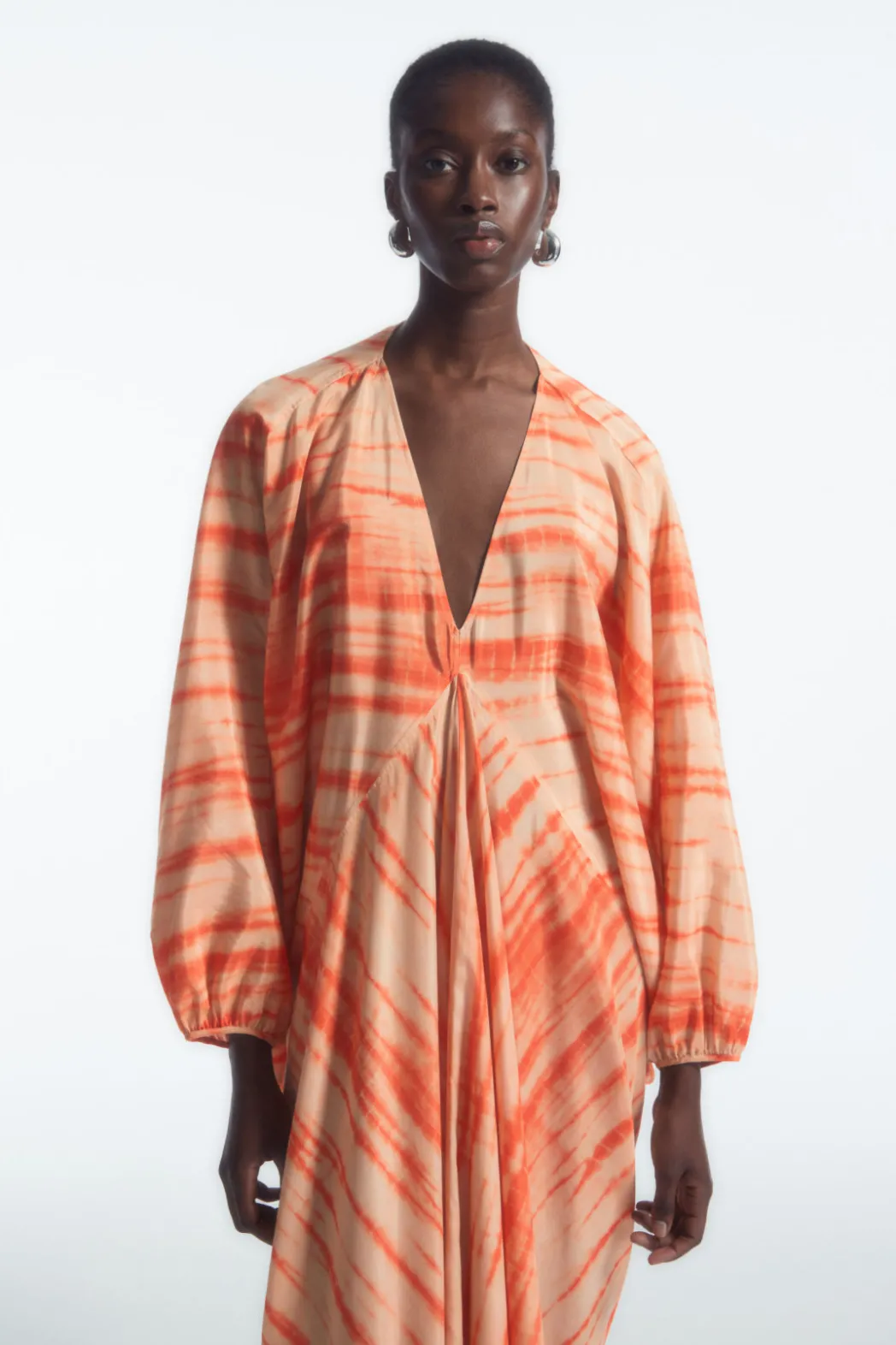 New COS OVERSIZED SILK KAFTAN DRESS ORANGE