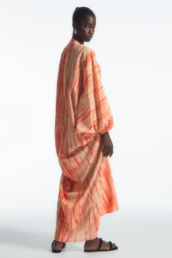 New COS OVERSIZED SILK KAFTAN DRESS ORANGE