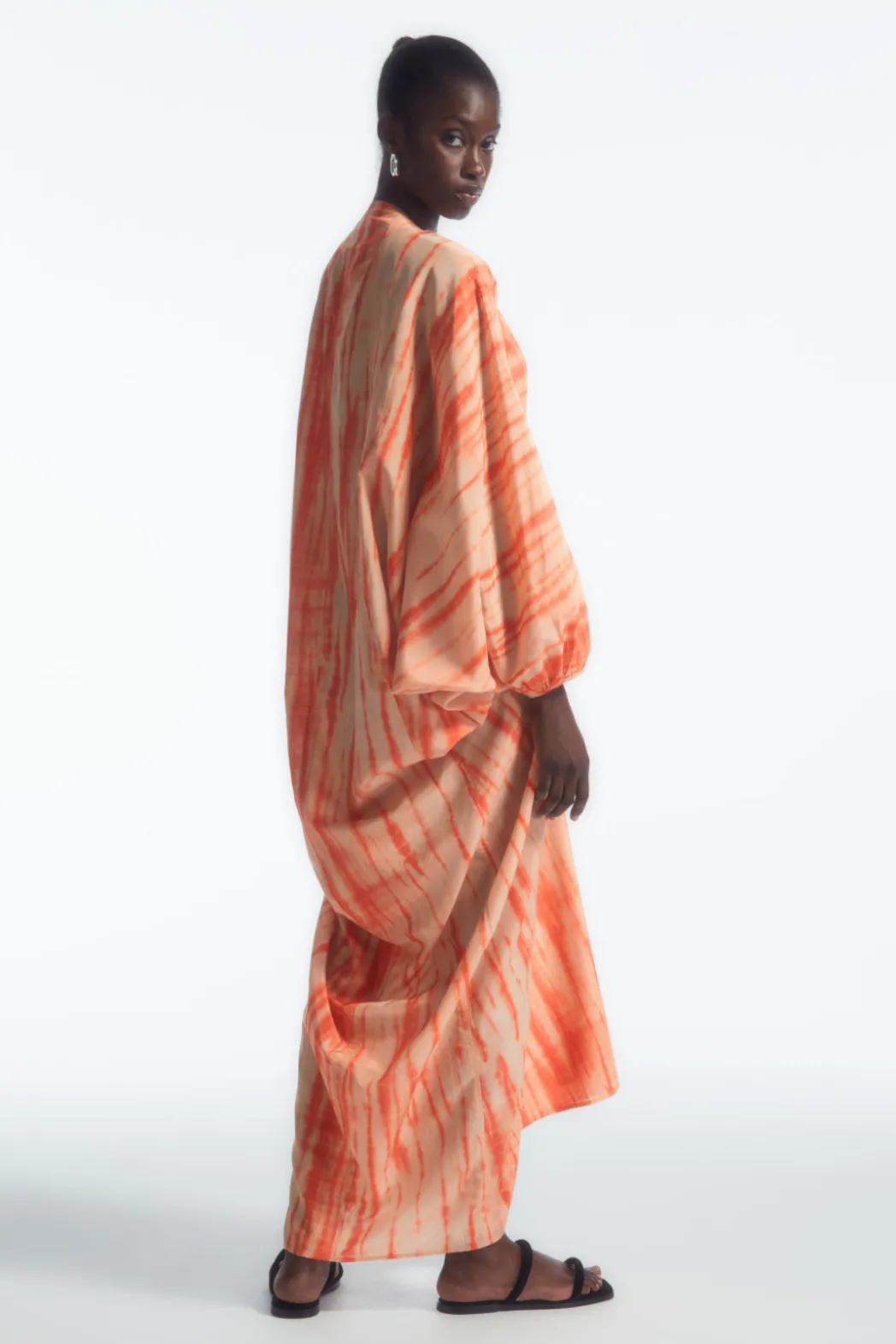 New COS OVERSIZED SILK KAFTAN DRESS ORANGE