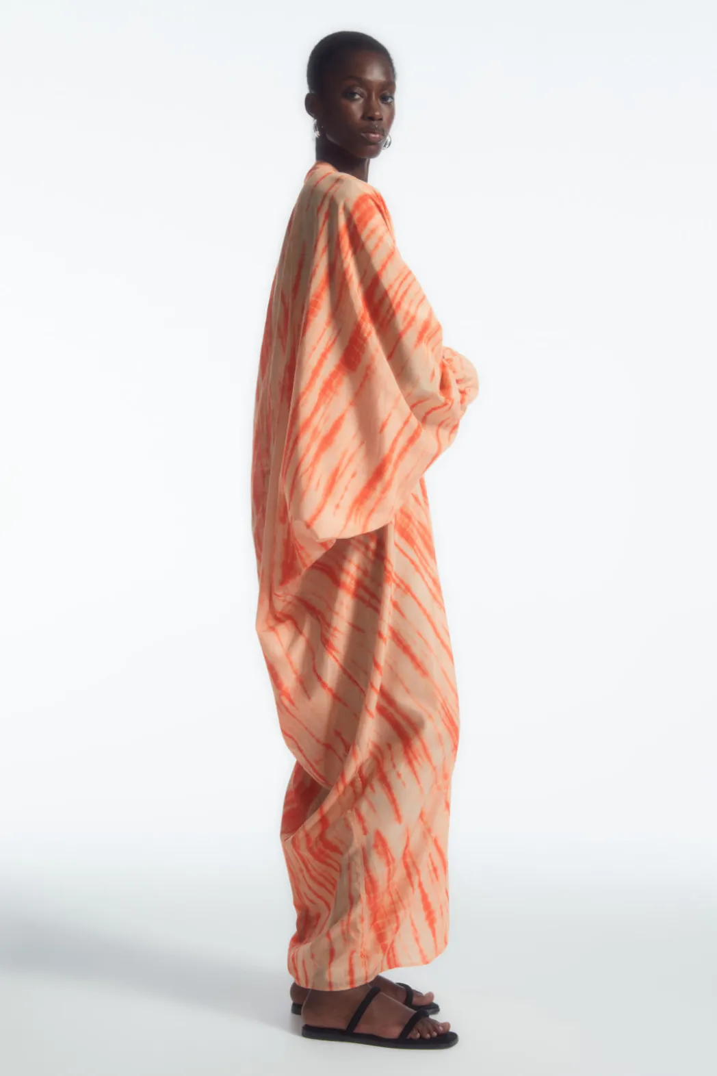 New COS OVERSIZED SILK KAFTAN DRESS ORANGE